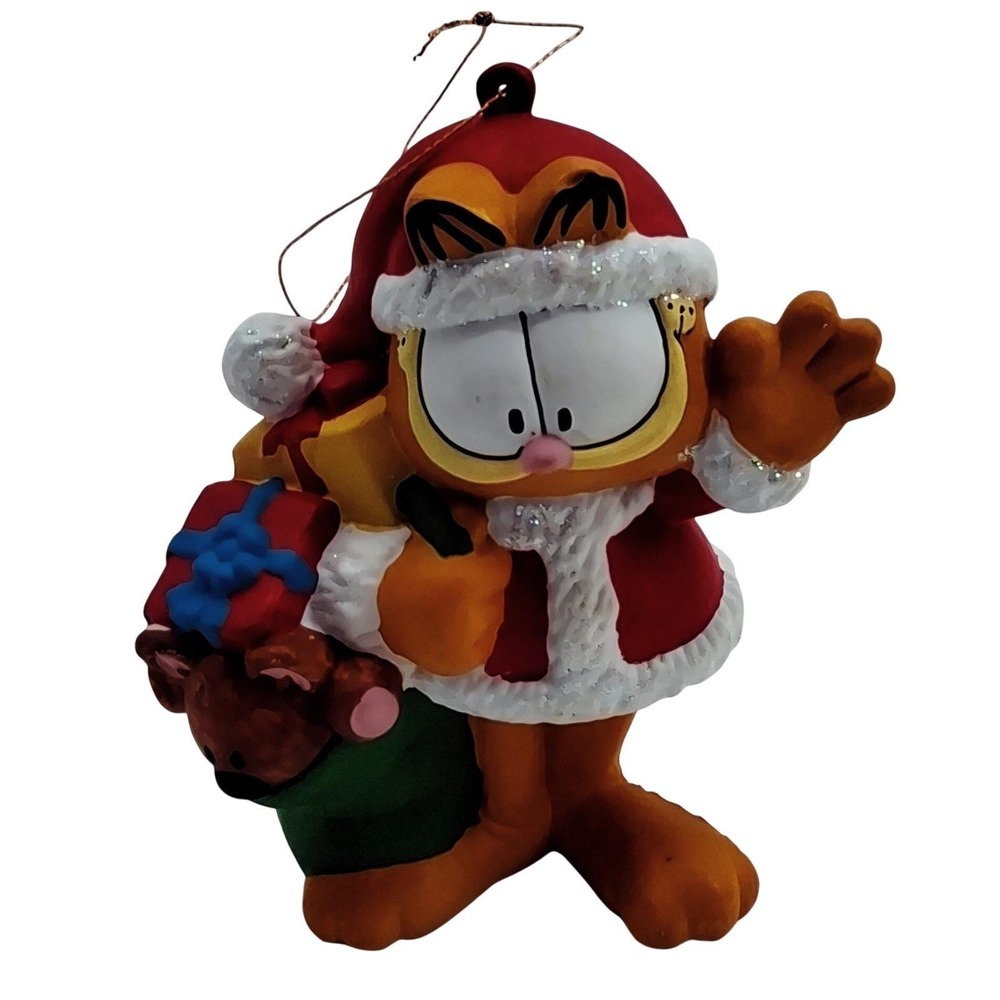 Vintage Kurt Adler Garfield Santa Claus Christmas Ornament 1990's Original Box